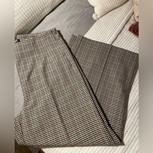 LOFT Wide Leg Plaid Trousers